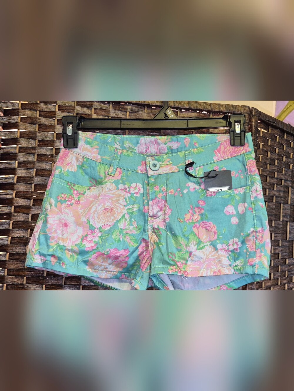 be-girl Y2k Floral Short Shorts Sz 5/6 Low Rise  2.5" Inseam Retro USA New